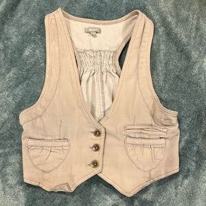 Delia’s cream denim crop vest with tie back L